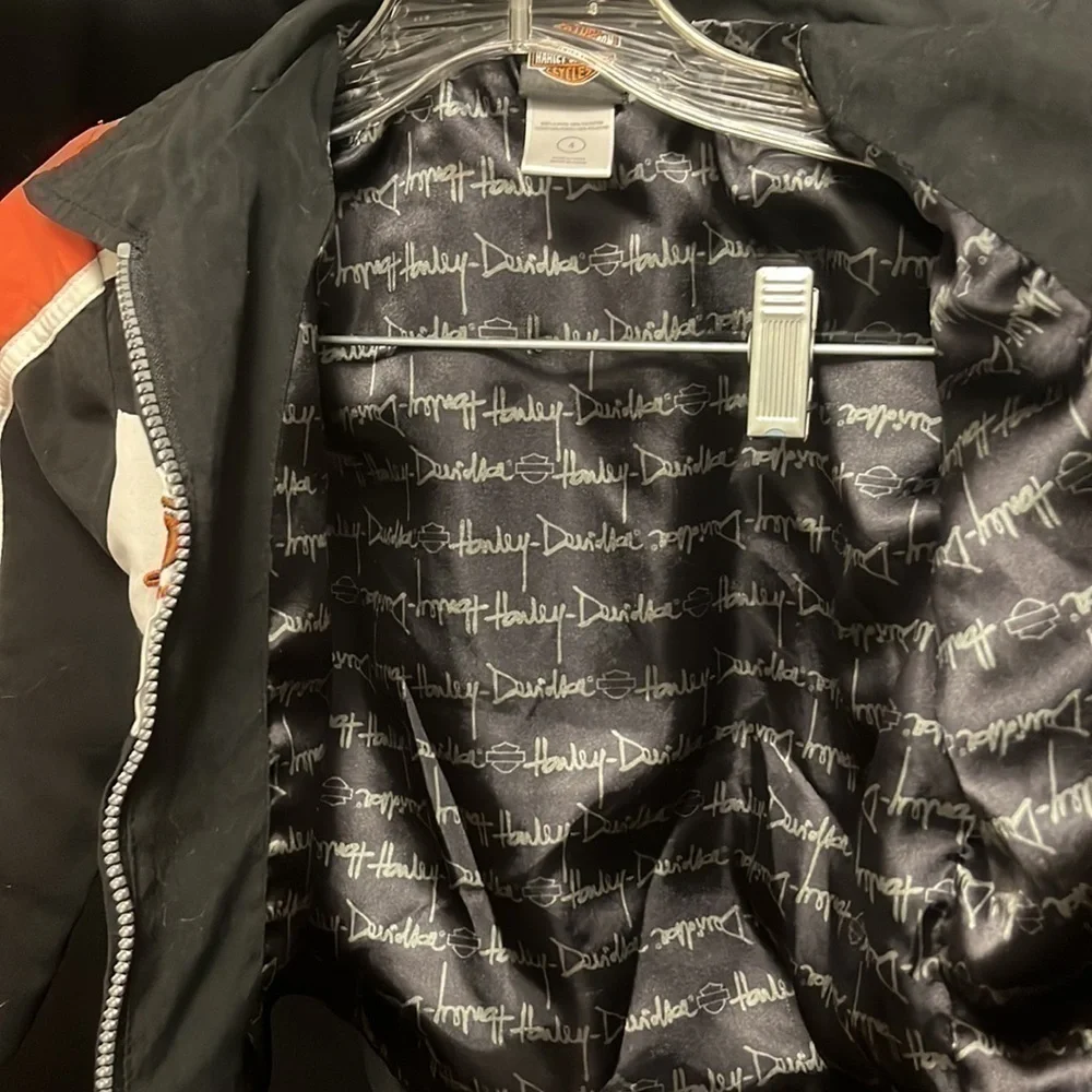HARLEY Davidson- black and orange polyester full zip jacket